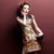 Cap Sleeve Lace Neck Silk Blend Cheongsam Chinese Dress