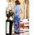 Vestido chino cheongsam de longitud completa de terciopelo floral con cuello de ojo de cerradura