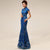 Cheongsam Top Full Length Mermaid Evening Dress with Lace & Sequins