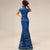 Cheongsam Top Full Length Mermaid Evening Dress with Lace & Sequins