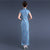 Floral Embroidery & Sequins Full Length Lace Cheongsam Chinese Dress