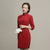 Half Sleeve Thick Signature Cotton Retro Cheongsam Chinese Dress
