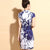 Robe chinoise Cheongsam à manches longues en coton extensible à fleurs