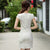 Floral Embroidery Fancy Cotton Knee Length Cheongsam Chinese Dress