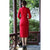3/4 Sleeve Floral Embroidery Tea Length Wool Cheongsam Chinese Dress