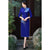 3/4 Sleeve Floral Embroidery Tea Length Wool Cheongsam Chinese Dress