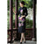 3/4 Sleeve Floral Embroidery Tea Length Wool Cheongsam Chinese Dress