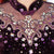 Illusion Neck con strass Abito cinese in velluto cheongsam con maniche a 3/4