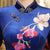 3/4 Sleeve Floral Print Full Length Velvet Cheongsam Mother Dress