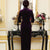 Floral Embroidery & Sequins Full Length Velvet Cheongsam Mother Dress