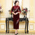 Floral Embroidery & Sequins Full Length Velvet Cheongsam Mother Dress