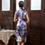 Knee Length Real Silk Cheongsam Floral Chinese Dress