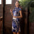 Knee Length Real Silk Cheongsam Floral Chinese Dress
