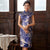 Knee Length Real Silk Cheongsam Floral Chinese Dress