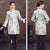 Langer, geblümter, wattierter Mantel im chinesischen Stil mit Pelzrand