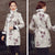 Chinese Style Long Floral Wadded Coat with Fur Edge
