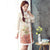 Chinese Style Long Floral Wadded Coat with Fur Edge