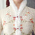 Long manteau ouaté floral de style chinois avec bord en fourrure