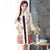 Chinese Style Long Floral Wadded Coat with Fur Edge