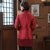 Floral Embroidery Fur Collar Taffeta Chinese Wadded Coat