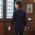 Floral Appliques Shoulder  & Cuff Chinese Coat with Strap Buttons