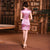 Cap Sleeve Silk Blend Floral Cheongsam Chinese Dress