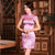 Cap Sleeve Silk Blend Floral Cheongsam Chinese Dress