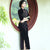 Vestido de madre cheongsam de terciopelo de longitud completa con lentejuelas florales de manga 3/4