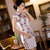 Knee Length Floral Embroidery Fancy Cotton Cheongsam Day Dress