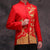 Phoenix & Floral Embroidery Satin Chinese Groom Suit