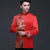 Dragon Pattern Satin Chinese Groom Suit with Strap Buttons