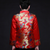 Costume de marié chinois en satin motif dragon avec boutons à sangle