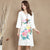 Peony Embroidery 3/4 Sleeve Signature Cotton Chinese Dress