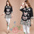 Floral Embroidery V Neck Mandarin Sleeve Traditional Chinese Blouse