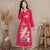 Peakcock & Floral Embroidery Long Sleeve Tea Length Chinese Dress
