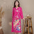 Peakcock & Floral Embroidery Long Sleeve Tea Length Chinese Dress