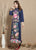 Bird & Floral Embroidery 3/4 Sleeve Tea Length Chinese Dress