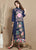 Bird & Floral Embroidery 3/4 Sleeve Tea Length Chinese Dress