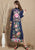 Bird & Floral Embroidery 3/4 Sleeve Tea Length Chinese Dress