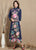 Bird & Floral Embroidery 3/4 Sleeve Tea Length Chinese Dress