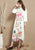 Bird & Floral Embroidery 3/4 Sleeve Tea Length Chinese Dress