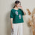 Blusa tradicional china de algodón con bordado floral y cuello en V de la firma