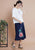 Traditionelle chinesische Bluse mit Blumenstickerei aus Baumwolle mit V-Ausschnitt