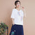 Signature Cotton V Neck Floral Embroidery Traditional Chinese Blouse