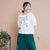 Signature Cotton Round Neck Floral Embroidery Casual Chinese Blouse