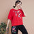 Signature Cotton Round Neck Floral Embroidery Casual Chinese Blouse