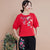 Signature Cotton Round Neck Floral Embroidery Casual Chinese Blouse