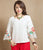 Mandarin Sleeve Round Neck Floral Embroidery Traditional Chinese Blouse