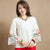 Mandarin Sleeve Round Neck Floral Embroidery Traditional Chinese Blouse