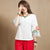 Mandarin Sleeve Round Neck Floral Embroidery Traditional Chinese Blouse